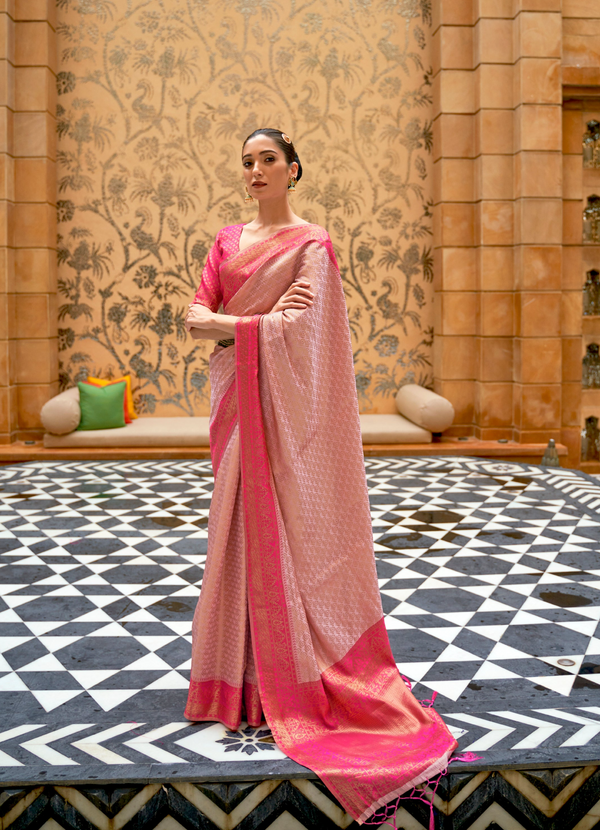 Pearl Pink Kanjivaram Silk Saree