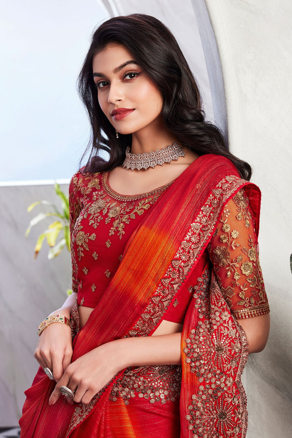 2-Tone Embroidered Silk Saree