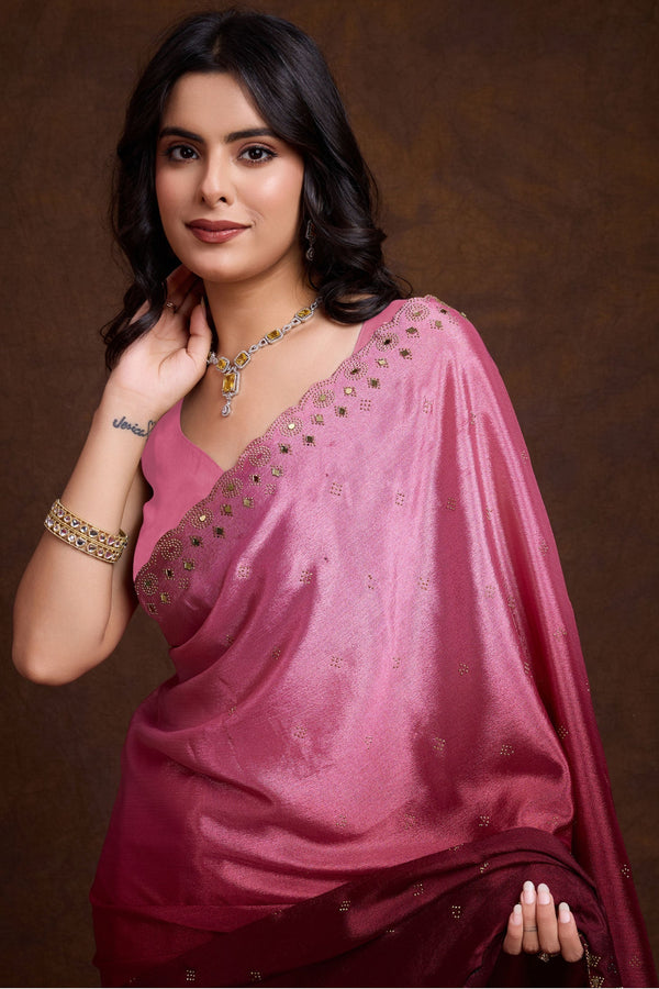 2-Tone Shaded Chinon Saree