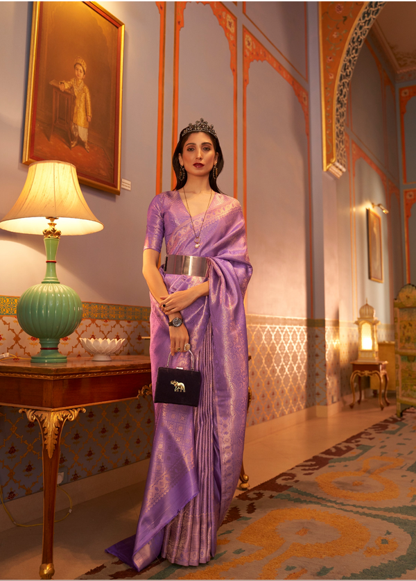 Iris Lavender Satin Silk Saree