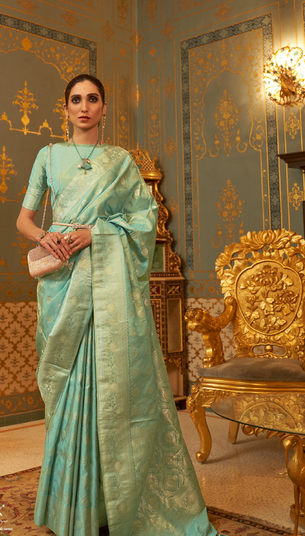 Mint Green Banarasi Silk Saree