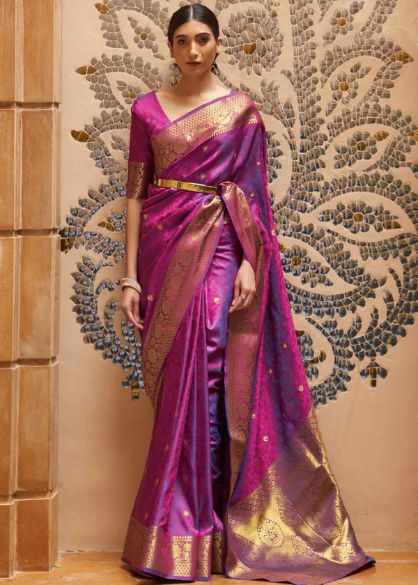 Mulberry Purple and Gold Kanjeevaram Silk Saree