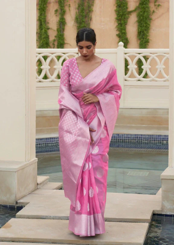 Dark Pink Linen Weave Saree