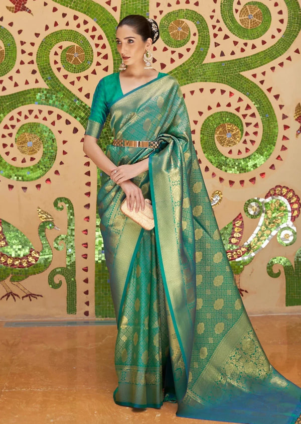 Royal Green and Gold Kanjivaram Silk Saree