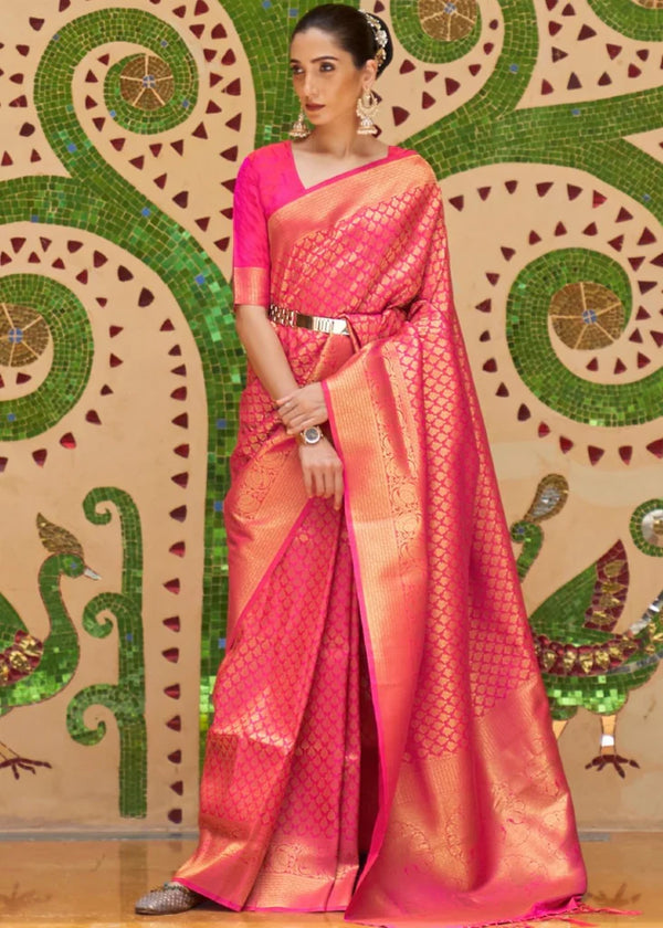 Hot Pink Kanjivaram Silk Saree