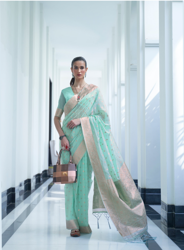 Sea Green Designer Silk Saree