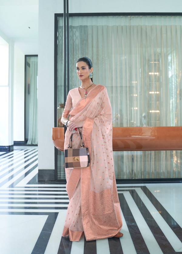 Light Pink Designer Silk Saree