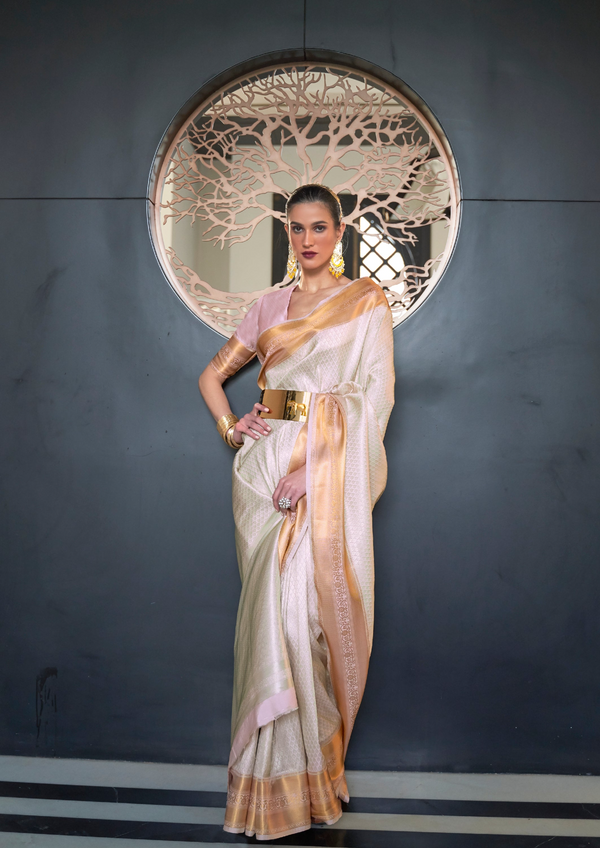 Off White Soft Silk Saree