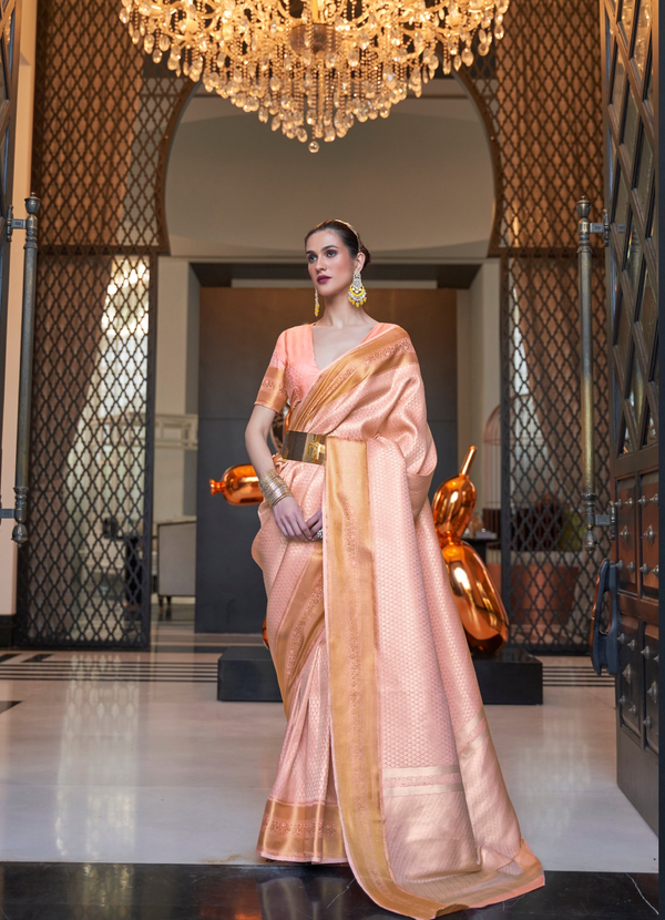 Peach Soft Silk Saree