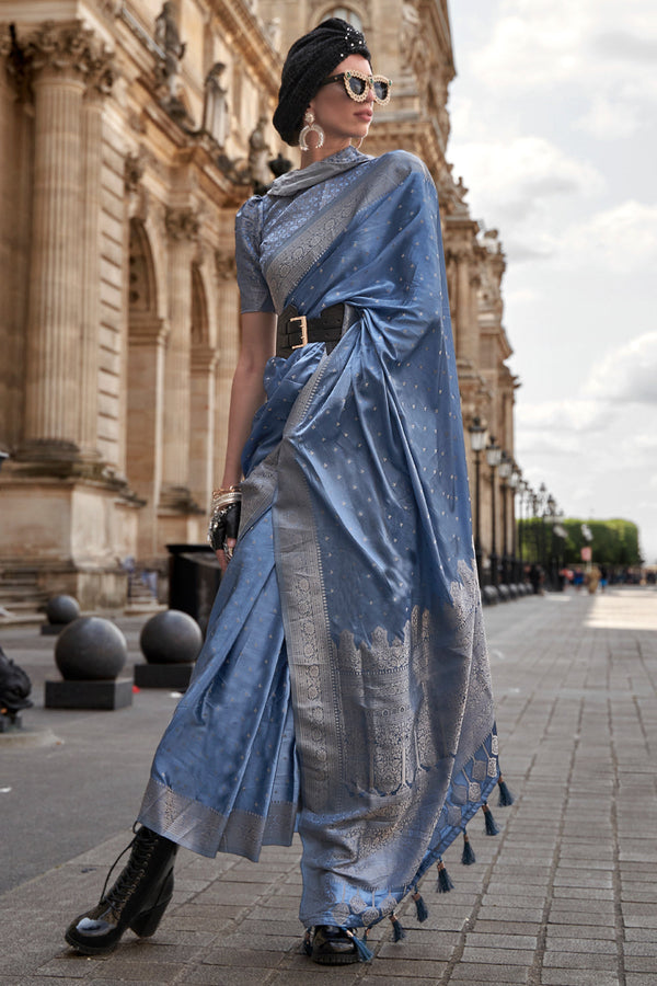 Blue Banarasi Silk Saree