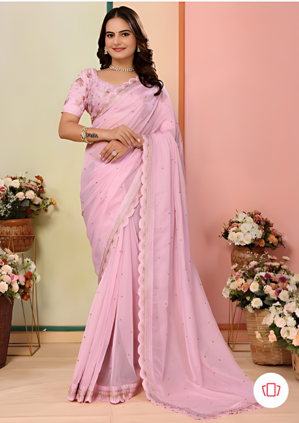 Embellished Sequinned Organza Saree