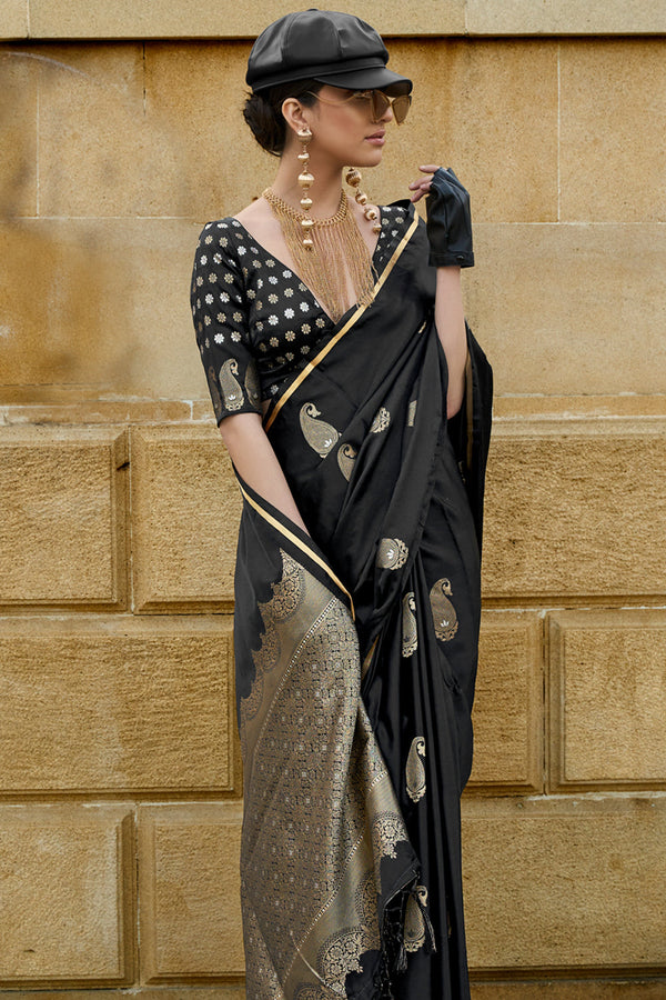 Black Banarasi Silk Saree