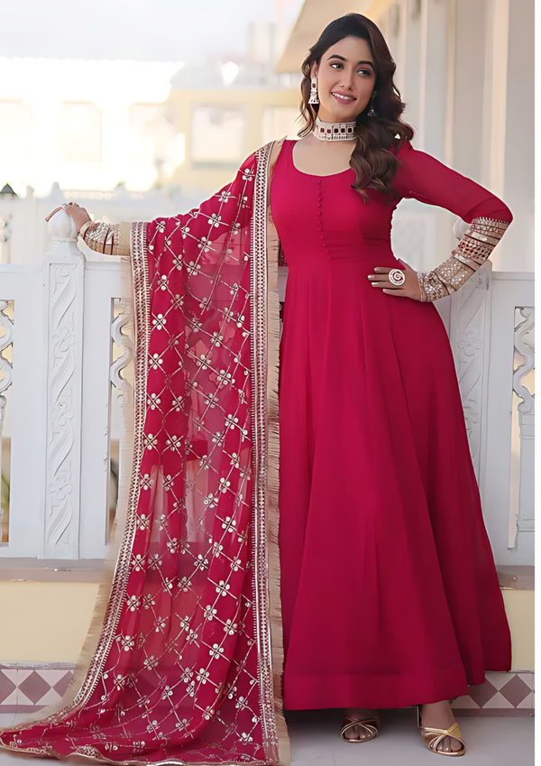 Designer Fox Blooming Sequence Gown With Dupatta