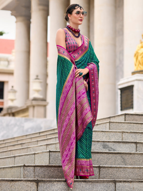 Enchanting Green Weaving Banarasi Silk Event Wear Saree With Blouse