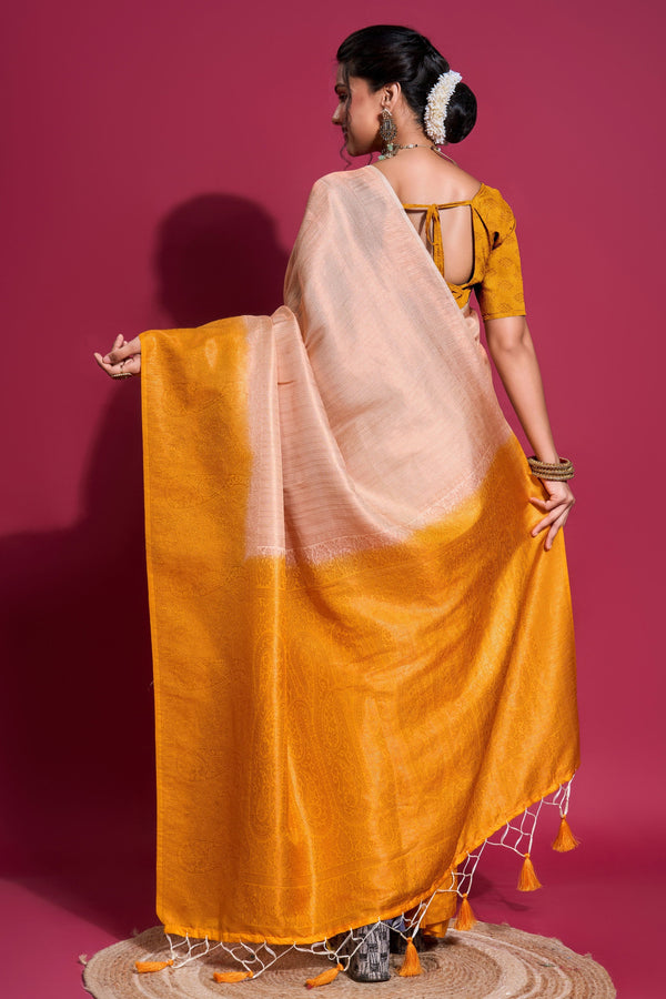 Cream Kubera Pattu Saree