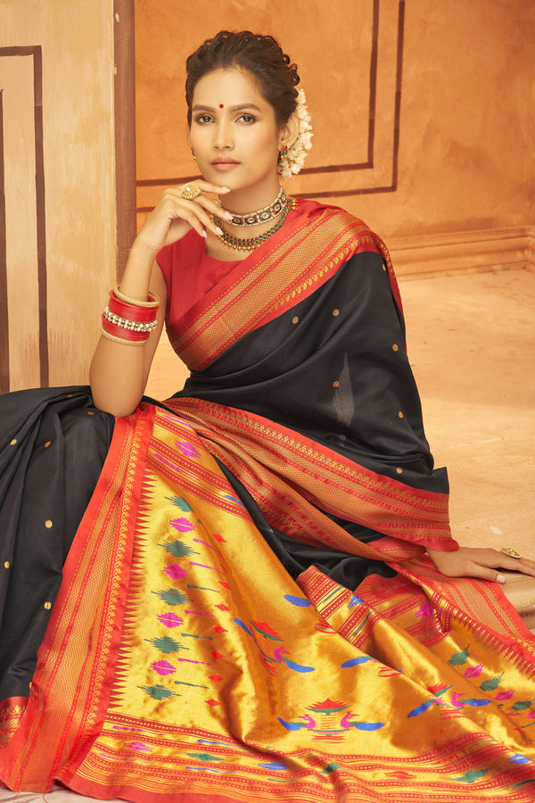 Black Paithani Silk Saree