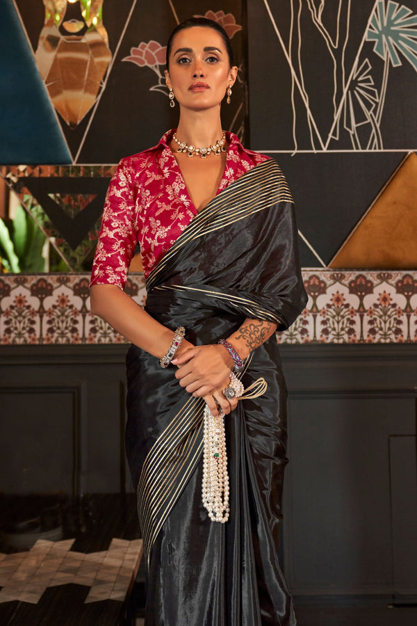 Black Pure Viscose Saree