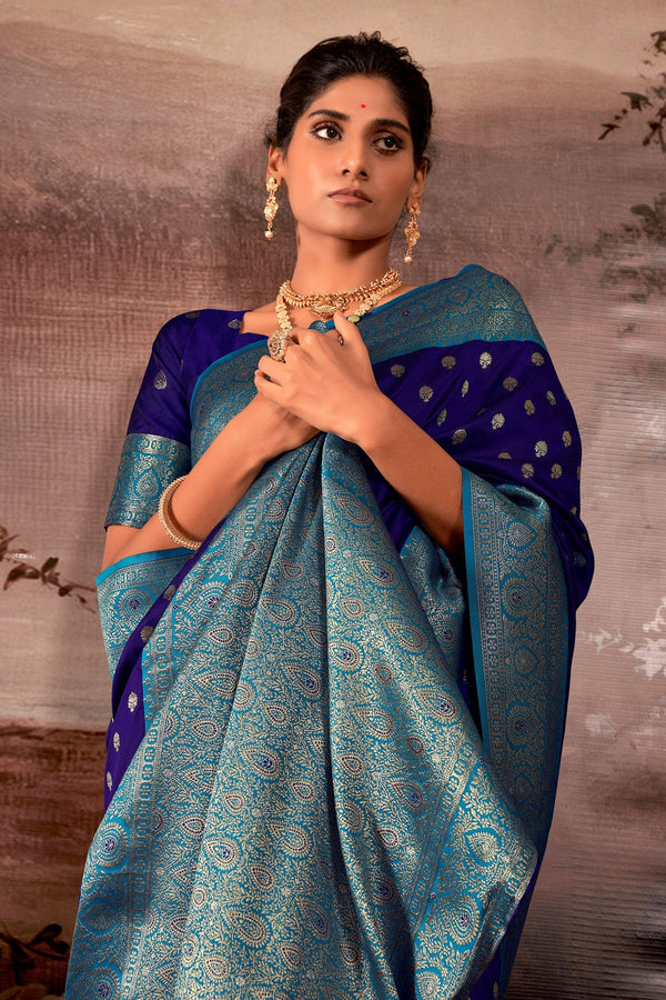 Blue Banarasi Silk Saree