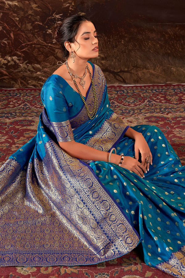 Blue Banarasi Silk Saree