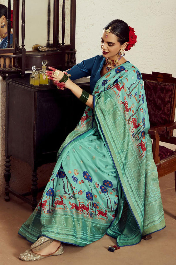 Blue Brasso Silk Saree