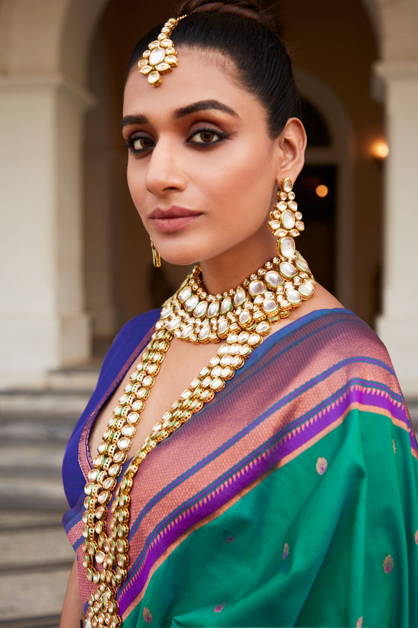 Blue Green Paithani Saree