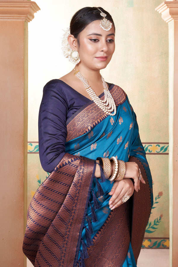 Blue Kubera Pattu Kanjivaram Saree