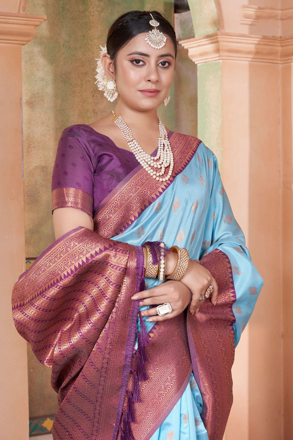 Blue Kubera Pattu Kanjivaram Saree