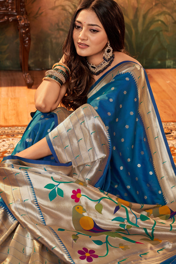 Blue Paithani Silk Saree