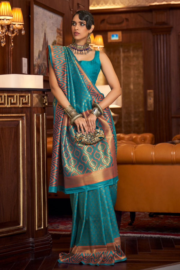 Blue Woven Silk Saree