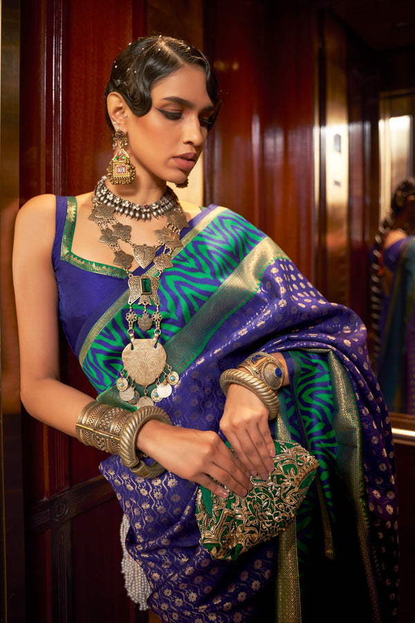 Blue Woven Silk Saree