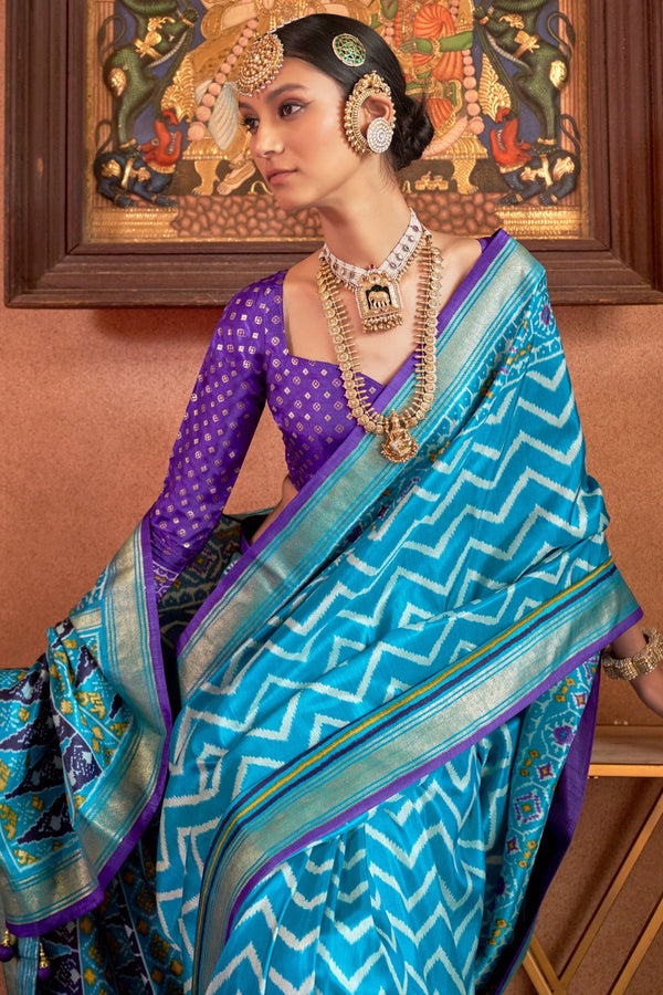 Blue Patola Silk Saree