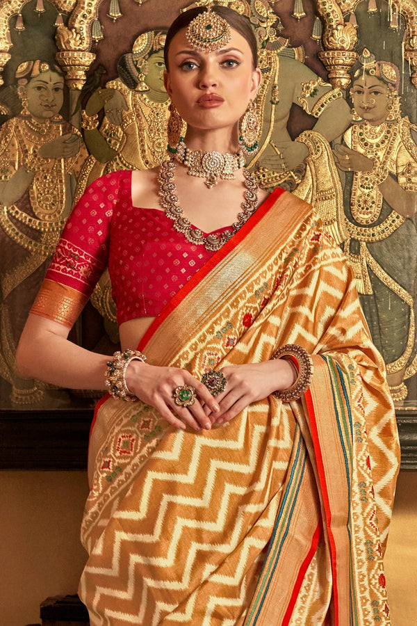 Brown Patola Silk Saree