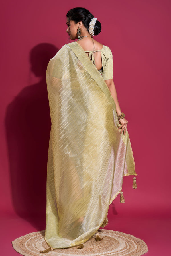 Golden Woven Organza Saree