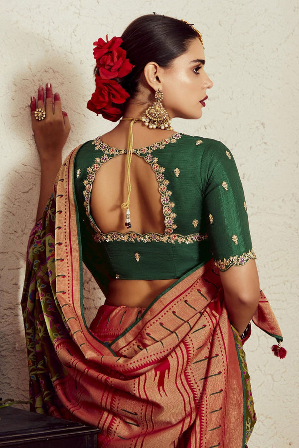 Green Brasso Paithani Saree