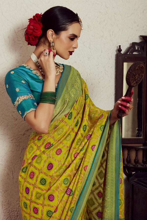 Green Brasso Silk Saree