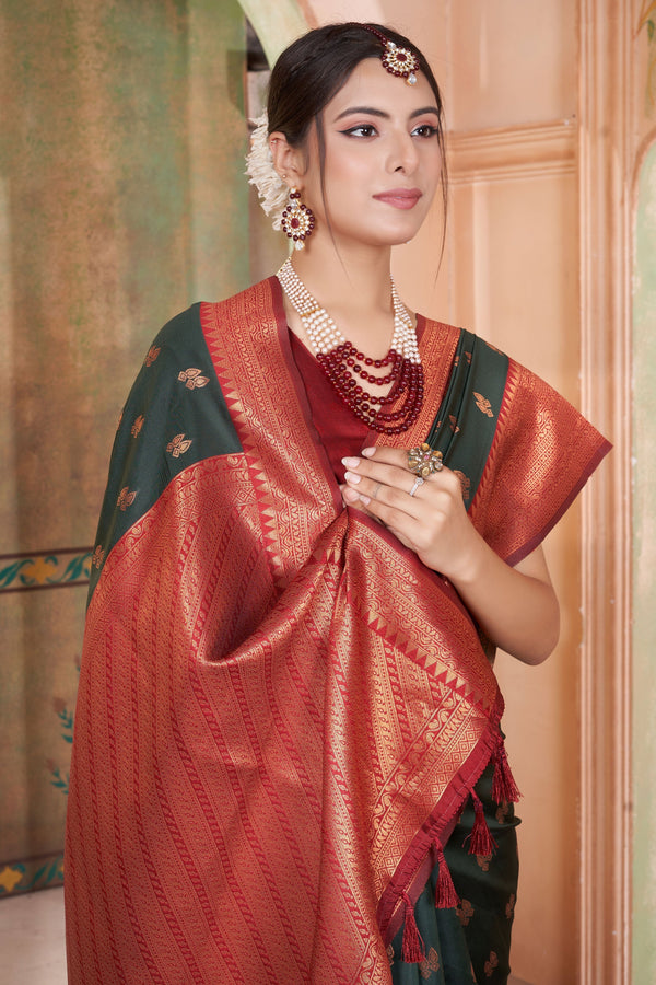 Green Kubera Pattu Kanjivaram Saree