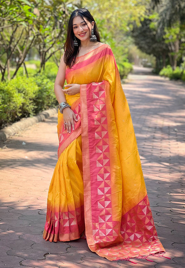 Yellow Soft Silk Saree