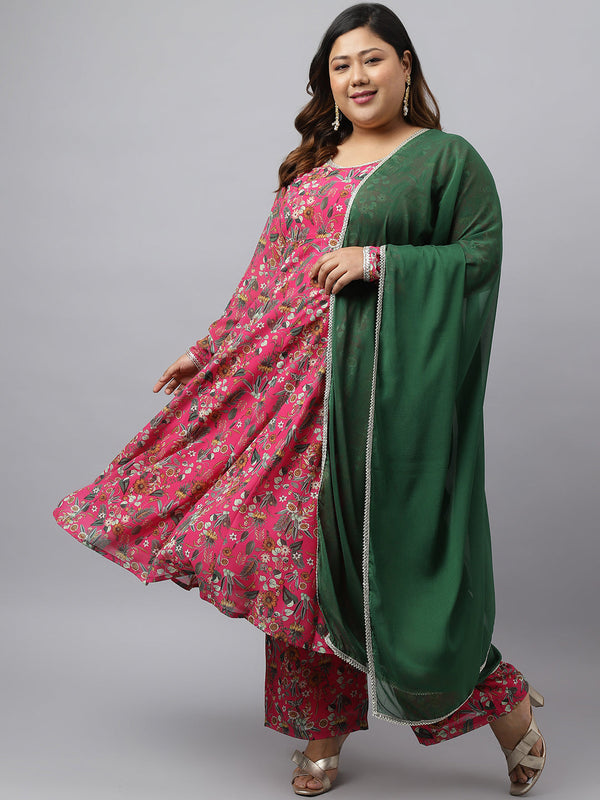 Online Pink Kurta Palazzo Set For Plus Size