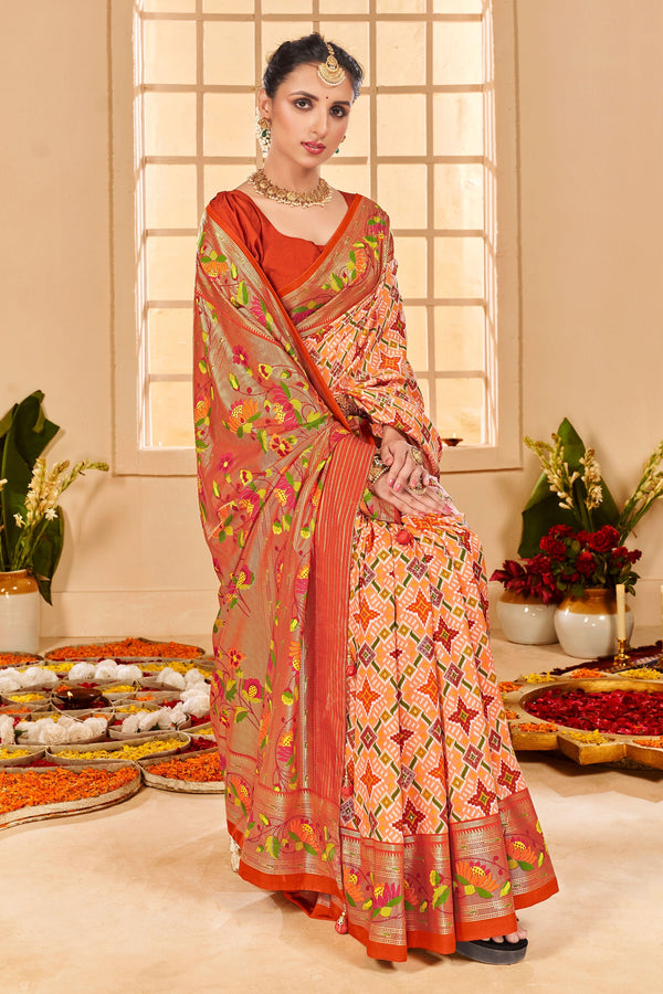 Peach Paithani Saree