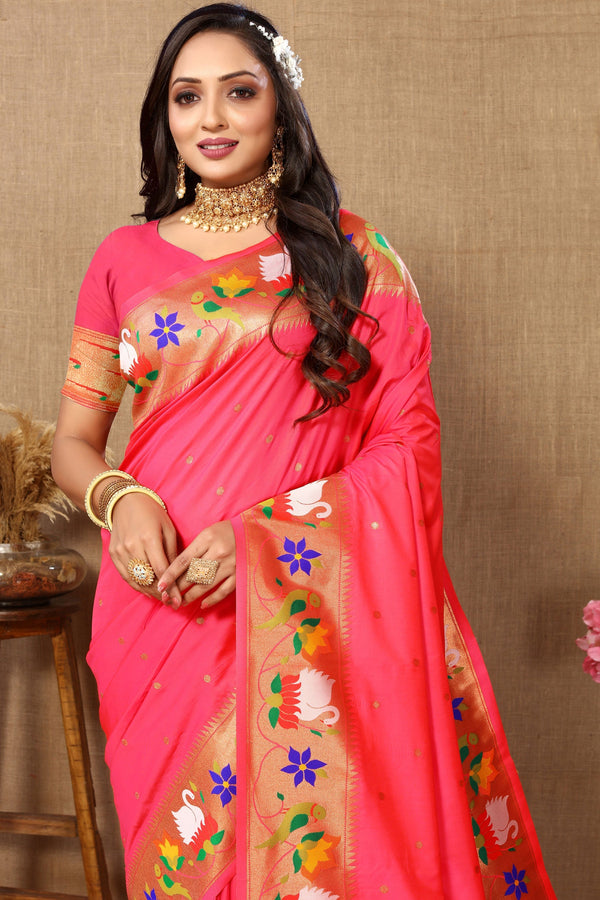 Pink Paithani Silk Saree