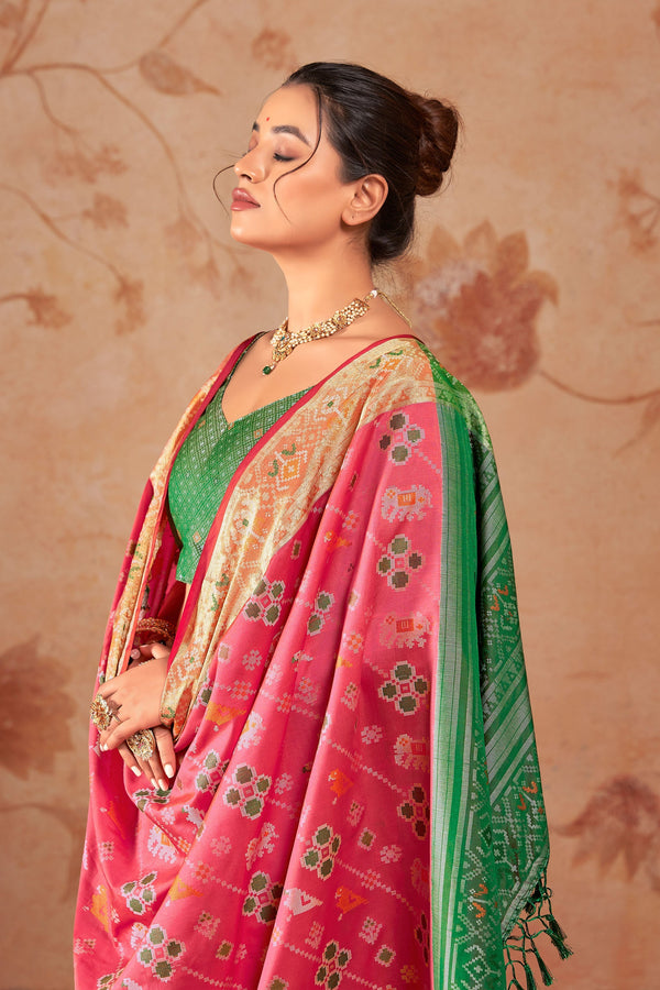 Pink Patola Silk Saree