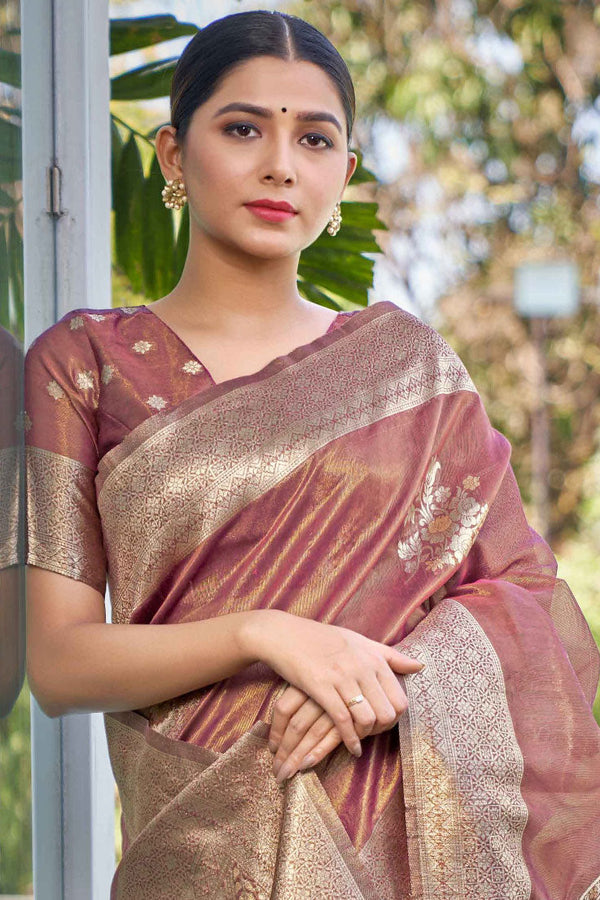 Pink Shimmer Silk Saree