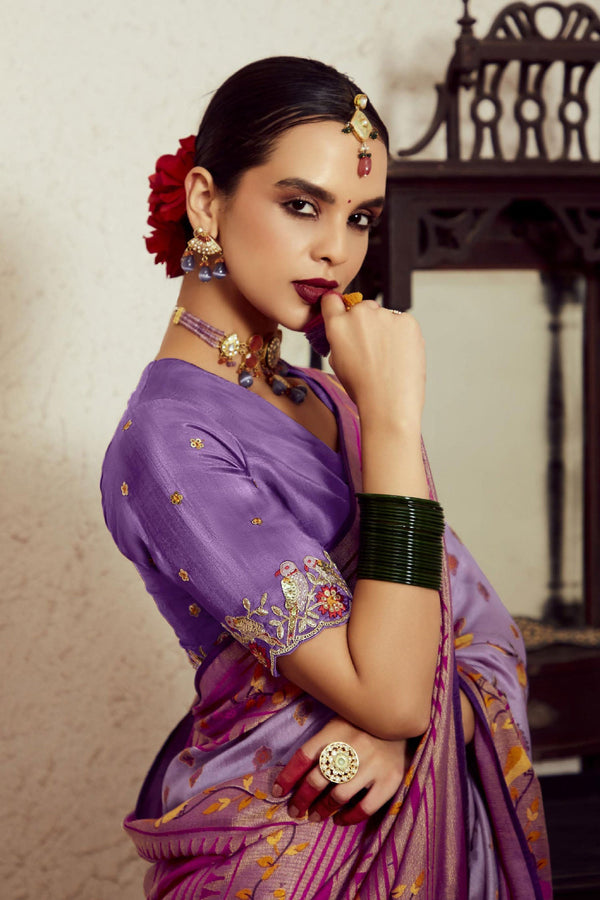 Purple Brasso Paithani Saree