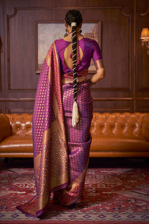 Purple Woven Silk Saree