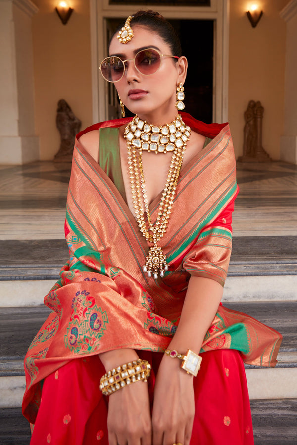 Red Paithani Saree