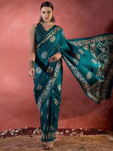 Ethnic Motifs Bagru Sarees