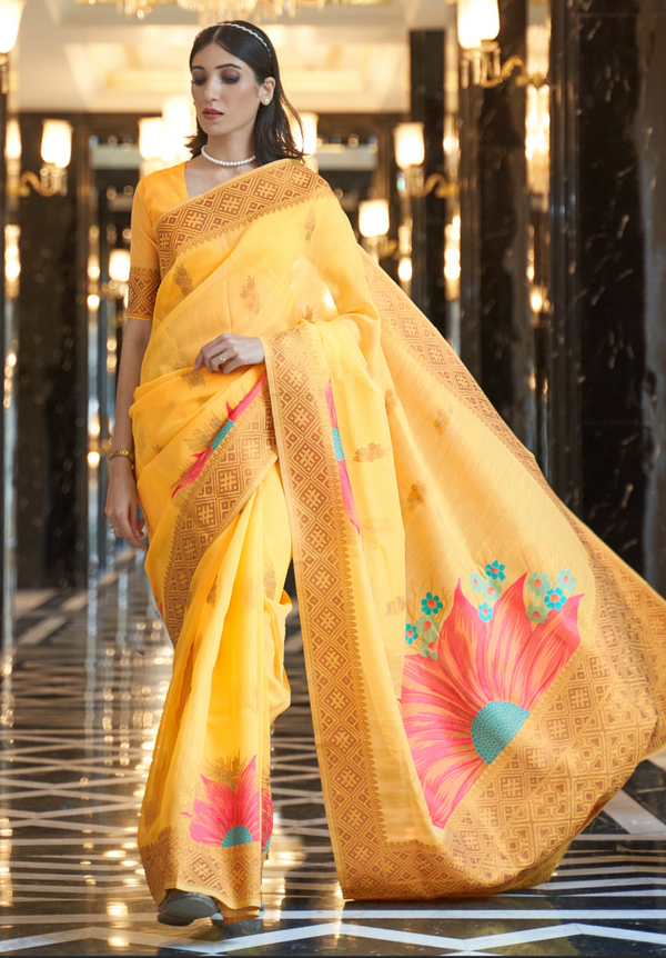 Zari Woven Linen Silk Saree