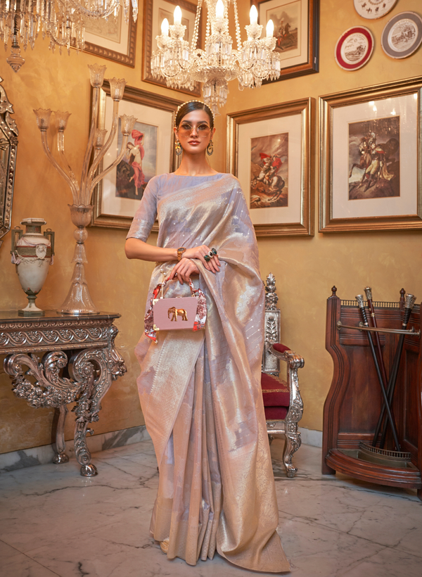 Pewter Grey Silk Blended Saree