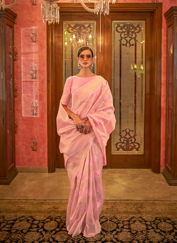 Pleasant Pink Silk Blended Saree