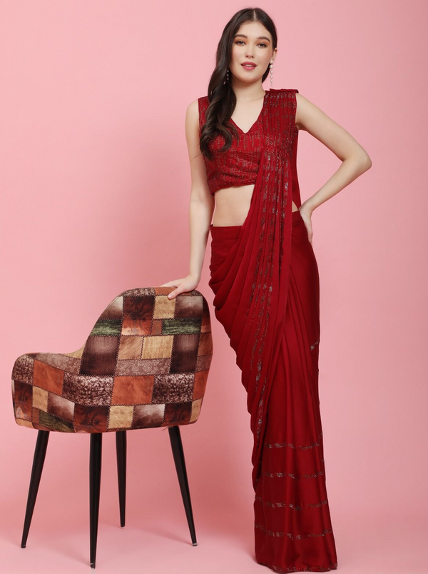 Satin Saree with Exquisite Swarovski Work